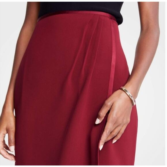 Ann Taylor Red Pencil Skirt with Satin Trim - Picture 7 of 9
